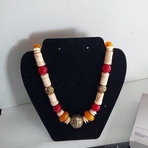 Vintage Avon Moroccan necklace warm amber